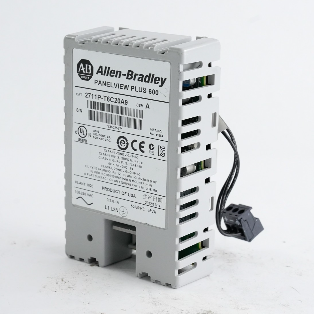 Allen Bradley 2711P-T6C20A9 /A PanelView Plus 600 120V AC Power Adapter