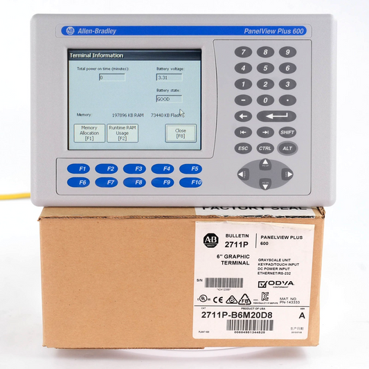 Allen Bradley 2711P-B6M20D8 Ser A PanelView Plus 6 600 Mono Key/Touch 24VDC